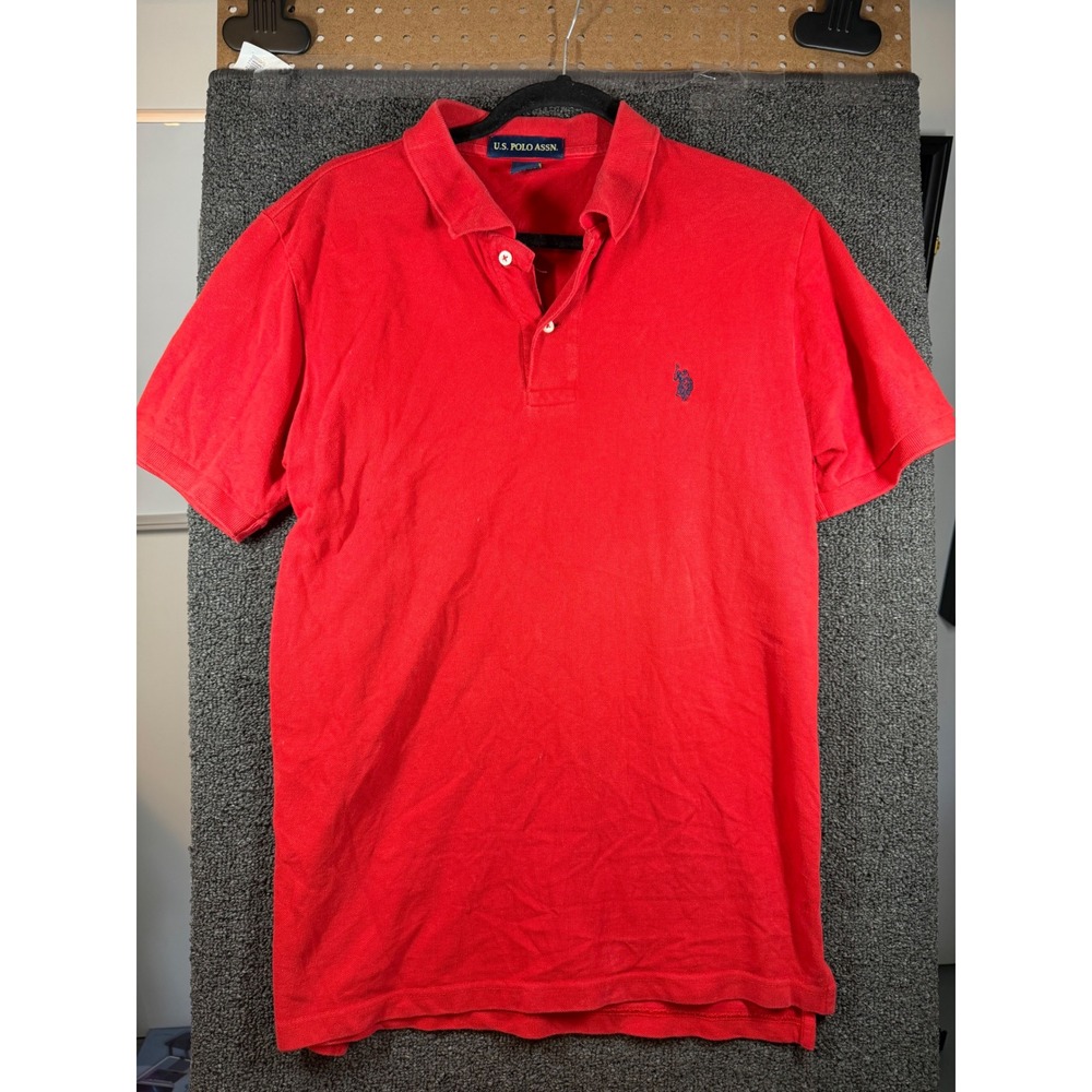 U.S. Polo Assn. Polo Shirt Mens Medium Red Short Sleeve Cotton Pique Logo 409